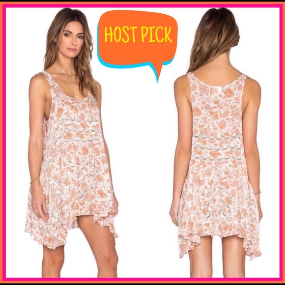 Free People Dresses & Skirts - FREE PEOPLE FLORAL VIOLE & LACE TRAPEZE DRESS S